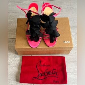 Christian Louboutin Pink Satin Black shoes